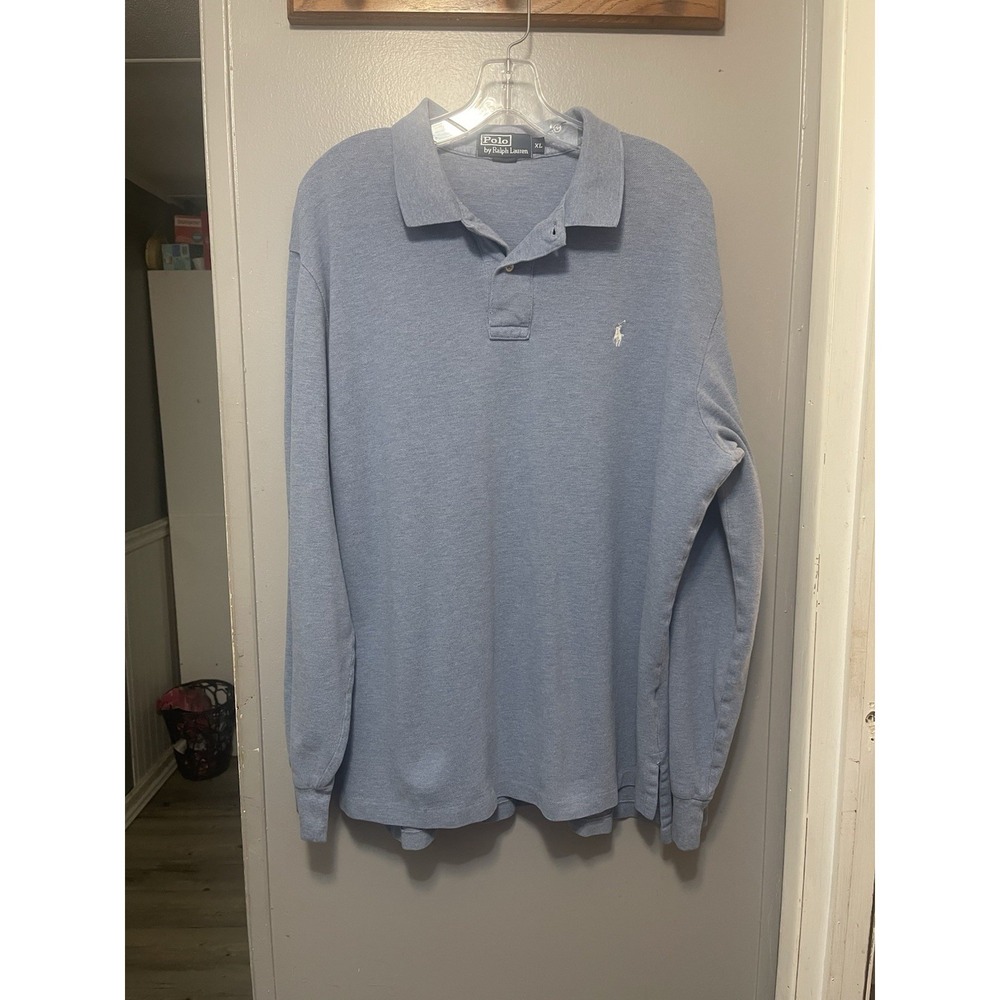 Polo Golf Ralph Lauren Men's Polo Shirt Sz XL Blue Long Sleeve Pima Cotton